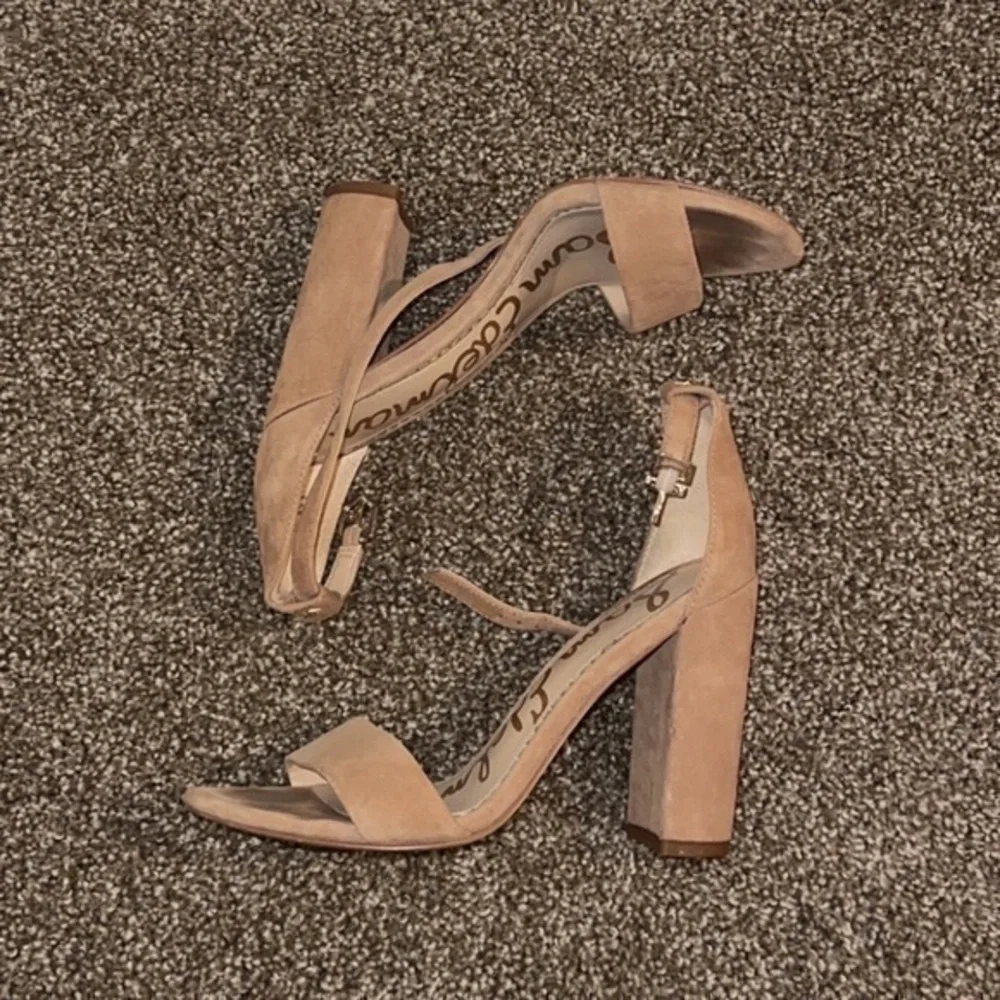 Sam Edelman Yaro Beige‎ Tan Neutral Suede Leather Block Heel Sandals